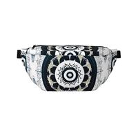 Sac banane de course à pied réglable avec imprimé totem rond noir et blanc, léger et confortable, adapté pour le fitness, le jogging, les voyages