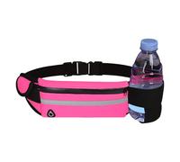 Sac banane de course avec support de téléphone portable - Bouteille d'eau et support de ceinture résistant, convient pour les hommes et les femmes, Rose vif, 21x10cm/8.27x3.94 inches