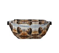 Sac banane de course réglable avec imprimé troupeau de bison d'Amérique du Nord, léger et confortable, adapté pour le fitness, le jogging, les voyages