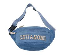 Sac banane de grande capacité avec lettres tendance - Ceinture en jean pour femme et homme - Ceinture à bandoulière tendance, bleu clair, Beauté de masse