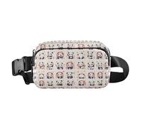Sac banane de grande capacité avec sangle réglable pour voyage, course à pied, randonnée Vert, Modèle Motif Jour Amour Pandas Rose, 1 Size