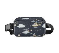 Sac banane de grande capacité pour homme et femme Motif bottes de cowboy Western, Hélicoptère étoiles nuage argent, 1 size