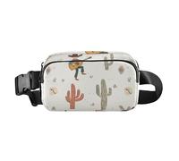 Sac banane de grande capacité pour homme et femme Motif bottes de cowboy Western, Western Cowboy Boho Cactus Wilderness, 1 size