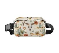 Sac banane de grande capacité pour homme et femme Motif bottes de cowboy Western, Western Cowboy Boho Cactus, Skull Vast Wilderness, 1 size