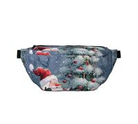 Sac banane de Noël avec imprimé Père Noël et bonhomme de neige pour homme et femme, sac banane réglable, sac banane de voyage, sac à bandoulière pour sport, course à pied, randonnée, Noir , Taille