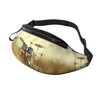 Sac banane de Noël bleu flocon de neige pour homme et femme, sac de poitrine réglable tendance, sac banane de voyage, sport, marche, Music Drum in Field, Taille unique