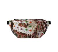 Sac banane de Noël imprimé maison de pain d'épice pour homme et femme, sac banane réglable pour voyage, sport, course à pied, randonnée, Noir , Taille unique, Sac à dos de