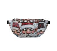 Sac banane de Noël imprimé nain de Père Noël pour homme et femme, sac banane réglable, sac banane de voyage, sac banane de voyage, sac banane de sport, course à pied, randonnée, Noir , Taille unique,