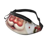 Sac banane de Noël imprimé Père Noël avec trou pour écouteurs pour homme et femme - Sac banane de sport réglable pour l'extérieur, l'entraînement, la randonnée, Noir , Taille unique, Sac à dos de