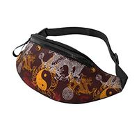 Sac banane de randonnée avec motif dragon yin yang bénédiction sac banane léger, Noir , Taille unique, Sacs banane