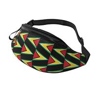 Sac Banane De Randonnée Drapeau De La Guyane Plaid De La Jamaïque, Bandouliere Sac Homme Unisexe Pochette Telephone Réglable Sacoche Homme Bandouliere pour Vacance Homme Camping