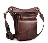 Sac banane de randonnée en cuir pour homme et femme - Pour moto, vélo, voyage, sports de plein air, sports tactiques, équitation, camping - Petit sac à bandoulière, #05Bordeaux, Sac de jambe pour moto