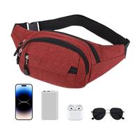 Sac banane de randonnée | Sac banane de course à pied, sac banane de randonnée, sac banane portable pour promenade de chien, camping, shopping, Rouge, Refer to description, Unisexe