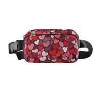 Sac banane de Saint-Valentin avec sangle réglable pour femme, homme, adolescent, sac banane multifonction avec sangle réglable pour cyclisme, randonnée, gym, Amour de coeur de dessin animé