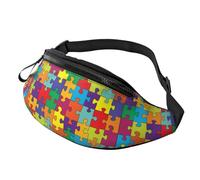 Sac banane de sensibilisation à l'autisme - Ceinture réglable - Pour voyage, randonnée, course à pied, sports de plein air - Pour homme et femme, Noir , Taille unique, Sacs banane