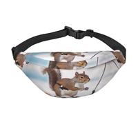 Sac banane de ski en forme d'écureuil pour homme et femme - Sac banane à bandoulière pour partout - Sac banane avec sangle réglable - Sac de poitrine décontracté pour la randonnée en plein air - Noir