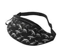Sac banane de sport avec imprimé dauphins noirs pour homme et femme, sac banane pour voyage, randonnée, course à pied