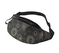 Sac banane de sport avec inscription « Moon Sun Sign » - Avec sangle réglable - Pour randonnée, marche, jogging, Noir , Taille unique, Sacs banane