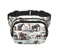 Sac Banane de Sport carré à Double Couche avec éléphants d'Afrique, Grand Sac Banane à bandoulière pour la Course, Les Voyages et la Marche