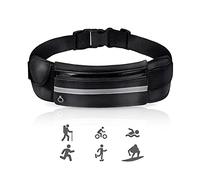 Sac Banane de Sport Ceinture de Course,Etanche Running Belt,Etanche Sacoche Pochette Running Belt Réglable pour Argent Billets Téléphone Portable, Convient pour Escalade,Vélo,Jogging（Noir）