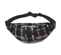Sac banane de sport d'haltérophilie pour homme et femme, sac banane en polyester imprimé pour voyage, marche, sport avec sangle réglable, Noir , Taille unique