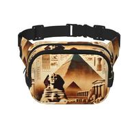Sac Banane de Sport Double Couche carré de la civilisation égyptienne Antique Sphinx, Grand Sac Banane à bandoulière pour la Course à Pied, Les Voyages et la Marche