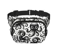 Sac Banane de Sport Double Couche carré Mignon-Dessin animé-Poisson-encreur Grand Sac Banane bandoulière pour Course à Pied Voyage Marche