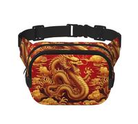 Sac Banane de Sport Double Couche Square East-China-Golden-Dragon, Grand Sac Banane à bandoulière pour Course à Pied, Voyage, Marche