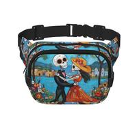 Sac Banane de Sport Double Couche Square Mexico-Dead-Skeletons-Romance, Grand Sac Banane pour Course à Pied, Voyage, Marche