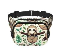 Sac Banane de Sport Double Couche Square Sloth-Family-Fun, Grand Sac Banane à bandoulière pour Course à Pied, Voyage, Marche