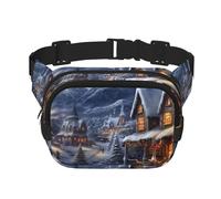 Sac banane de village de Noël - Petit sac banane tendance - Léger - Pour femme et homme - Pour la course à pied, l'entraînement, la randonnée, les voyages