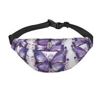 Sac banane de voyage à la mode en forme de papillon avec peinture à l'huile violette, adapté pour le sport, la course à pied, le cyclisme, les voyages, la pêche