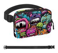Sac banane Dental Scribble pour homme et femme, sac banane à bandoulière avec poches à fermeture éclair, sac de taille imperméable avec sangle réglable pour l'entraînement, la course, les voyages, la
