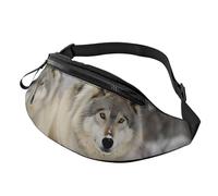 Sac banane deux loups marchant dans la neige pour homme et femme Sac banane étanche Sac banane de sport Sac banane en plein air