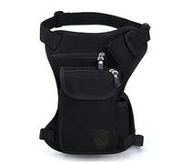 Sac banane d'extérieur en toile pour homme et femme - Sac de voyage tactique pour moto, vélo, randonnée, camping, cuisse - Sac à dos décontracté (noir)