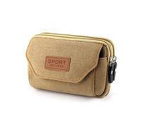 Sac banane d'extérieur pour téléphone portable, étui de taille pour téléphone portable, poche pour téléphone portable, sac à main, sac de taille (Kaki L horizontal)