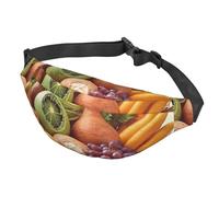 Sac banane divers légumes et fruits pour femme et homme - Sac banane imperméable avec ceinture réglable - Sac à bandoulière décontracté - Sac banane de voyage pour le sport, la course à pied, le
