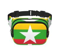 Sac banane double couche avec bandoulière réglable Motif drapeau de la Birmanie Idéal pour les sports de plein air, noir, One Size