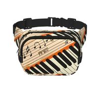 Sac banane double couche avec clavier de piano vintage et note de musique rétro pour homme et femme, sac banane réglable pour voyage, randonnée, course à pied, cyclisme, festival