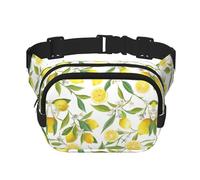 Sac banane double couche avec imprimé citrons tropicaux frais, sac banane tendance pour homme et femme, noir, One Size