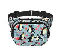Sac banane double couche avec imprimé I Love Penguins - Unisexe - Pour le voyage et l'entraînement, noir, One Size