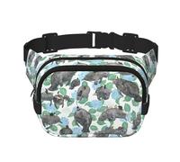 Sac banane double couche avec imprimé lapins lamantins - Unisexe, noir, One Size