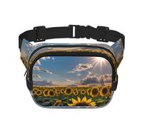 Sac banane double couche avec imprimé tournesols et lumière de soleil pour homme et femme, noir, One Size