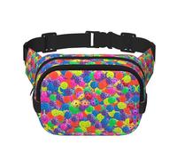 Sac banane double couche avec motif de balles de dessin animé - Unisexe partout - Sac banane pour la course à pied, les voyages, la randonnée, le fitness, noir, taille unique, Noir/blanc, One Size