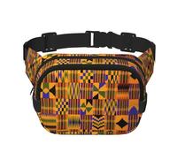 Sac banane double couche carré à texture tribal africaine - Sac banane unisexe partout pour la course, les voyages, la randonnée, le fitness, noir, taille unique, Noir/blanc, One Size