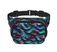 Sac banane double couche carré avec motif écailles de dragon magique 3D - Sac de voyage tendance avec Bel réglable, noir, One Size