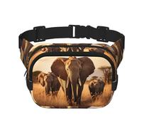 Sac banane double couche carré éléphant taille mini réglable sac ceinture sac d'exercice course voyage randonnée, noir, One Size