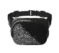 Sac banane double couche carré imprimé à paillettes noir et blanc unisexe pour voyage, entraînement, noir, taille unique, Noir, One Size