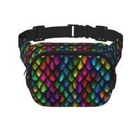 Sac banane double couche carré imprimé écailles de dragon tendance sac banane sac banane voyage entraînement, noir, One Size
