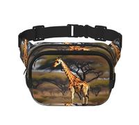 Sac banane double couche carré imprimé girafe d'Afrique Majestic Tree Sac de voyage avec Bel réglable, noir, One Size